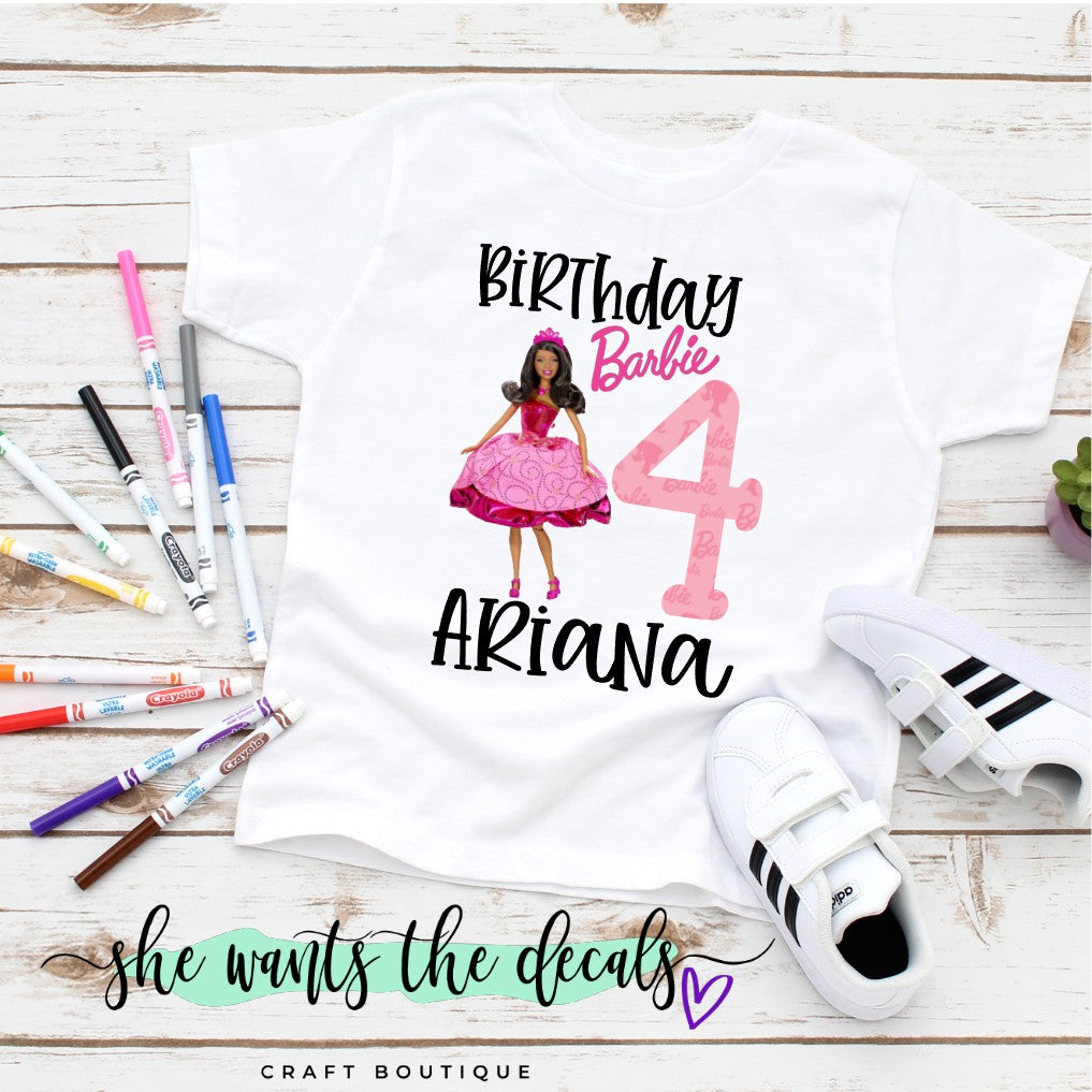 African American Barbie Birthday Shirt