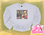 Vintage Wash Ghosty Calling Santa Printed Sweatshirt - Heather Ash Gray