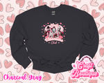 Anti Valentine Club Horror Printed Sweatshirt - Charcoal Gray