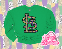 Mardi Gras Brushstroke STL Printed Sweatshirt - Bright Green