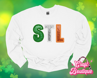 White Irish Flag STL Faux Sequin Printed Sweatshirt - White