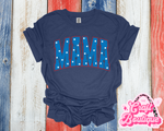 Stars Print Mama Printed Tee - Heather Navy