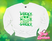 Trendy Smiley Lucky Printed Sweatshirt - White