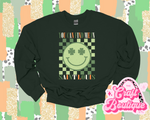 You Can Find Me in St Louis Checker Smiley Printed Sweatshirt - Forest Green