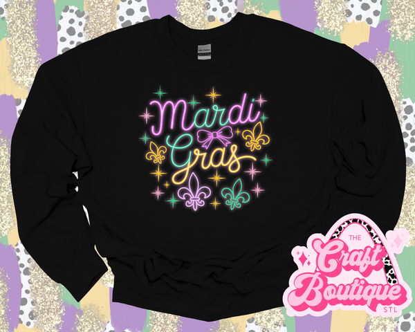 Neon Mardi Gras Printed Sweatshirt - Black