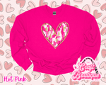 Brushstroke Heart Printed Sweatshirt - Hot Pink