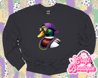 Mardi Gras Mallard Printed Sweatshirt - Charcoal