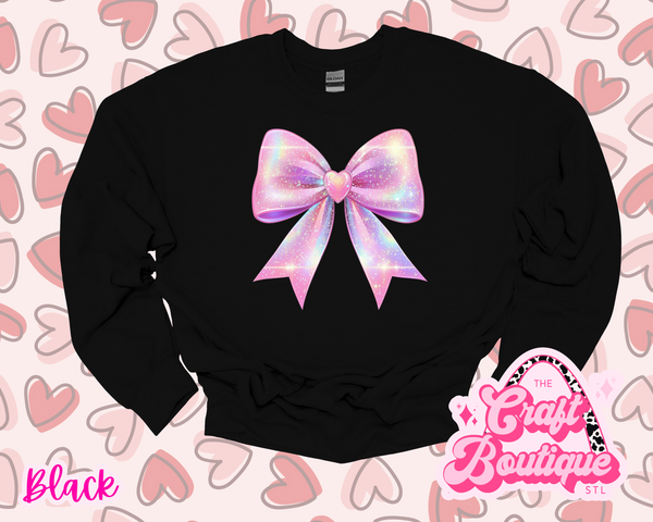 Pretty Watercolor Bow Printed Sweatshirt - Black