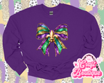 Mardi Gras Bow Printed Sweatshirt - Purple