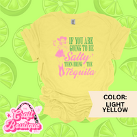 If You're Going to be Salty Cowgirl Printed Tee - Light Yellow