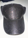 Black glitter ponytail hat