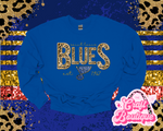 Leopard & Faux Sequin St. Louis Hockey Printed Sweatshirt - Royal Blue