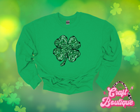 Green Shamrock Faux Sequin Printed Sweatshirt - Green