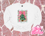 Most Wonderful Time Girly Christmas Tree Printed Sweatshirt - White