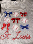 L saint louis baseball bows tshirt - ash gray