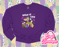 Walk it Like a Dog Printed Sweatshirt - Purple