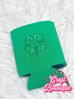 Faux Sequin Shamrock SPD Koozie - Green