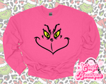 Gr!nch Smile Printed Sweatshirt - Hot Pink