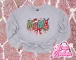 Merry Mama Christmas Themed Printed Sweatshirt - Light Gray