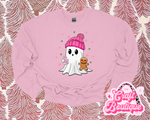 Christmas Loving Ghosty Printed Sweatshirt - Light Pink