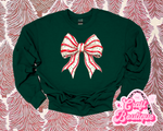 Christmas Tree Cake Bow Printed Sweatshirt - Forest Green