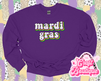 Mardi Gras Retro Printed Sweatshirt - Purple