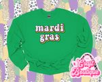 Mardi Gras Retro Printed Sweatshirt - Bright Green