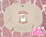 Stay Merry & Bright Groovy Santa Printed Sweatshirt - Khaki