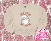 Stay Merry & Bright Groovy Santa Printed Sweatshirt - Khaki