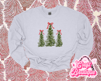 Watercolor Trees Printed Sweatshirt - Light Gray