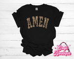 Leopard Print AMEN Printed Tee - Black