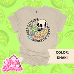 Chip Dippin and Margarita Sipping Skeleton Printed Tee - Khaki