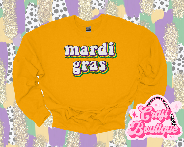 Mardi Gras Retro Printed Sweatshirt - Golden Yellow