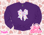 Lavender Checkered Sweethearts Printed Sweatshirt - Purple