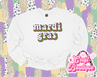 Mardi Gras Retro Printed Sweatshirt - White