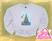 Vintage Wash Gr!nch Stealing Christmas Printed Sweatshirt - Heather Ash Gray