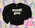 Mardi Gras Retro Printed Sweatshirt - Black