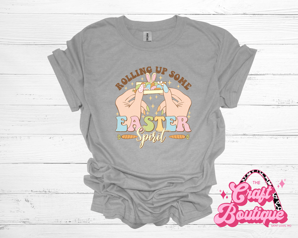 Rollin Up Some Easter Spirit Printed Tee - Heathered Light Gray