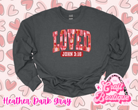 Brushstroke LOVED John 3:16 Printed Sweatshirt - Heathered Dark Gray