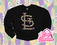 Mardi Gras Brushstroke STL Printed Sweatshirt - Black