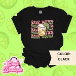 Save Water Drink Tequila Wavy Printed Tee - Black