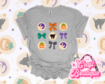 Classic Halloween Cookies & Bows Printed Tee - Heather Light Gray