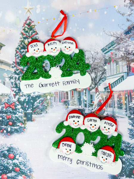 2024 Personalized Snowman Family Ornament