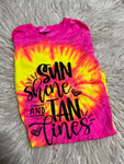 M sunshine & tanlines tshirt - neon tie dye