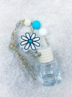 White Teal Daisy Car Diffuser