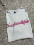 Large pink overstimulated tshirt - white