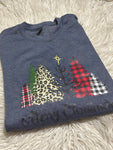 Small merry christmas trees sweatshirt - heather navy