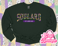 Mardi Gras Brushstroke Soulard Printed Sweatshirt - Forest Green