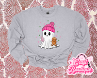 Christmas Loving Ghosty Printed Sweatshirt - Light Gray (4X/5X OPTION)