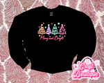 Neon Merry and Bright Printed Sweatshirt - Black